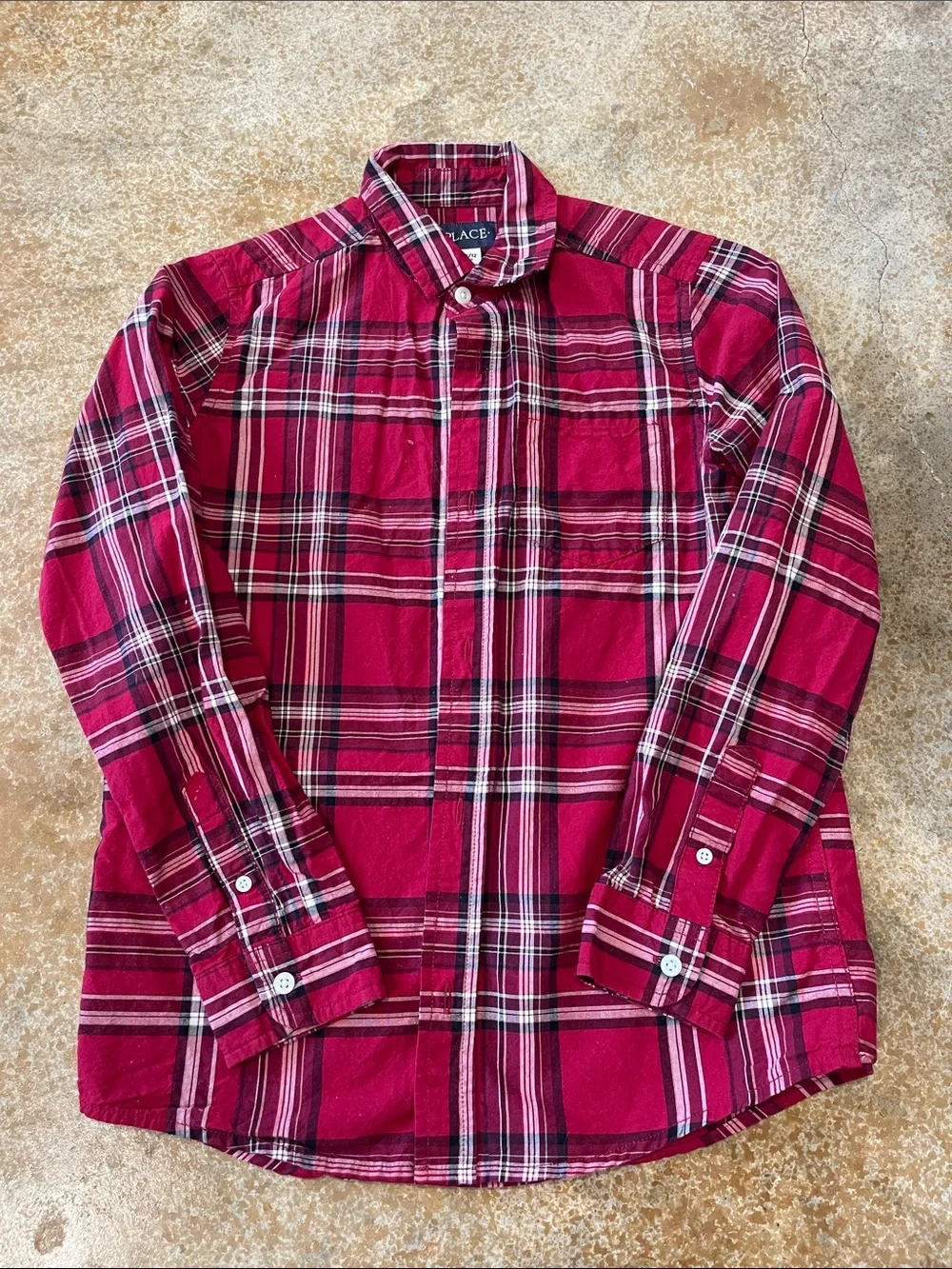 The Children's Place Red Plaid Long-Sleeve Button-Down Shirt